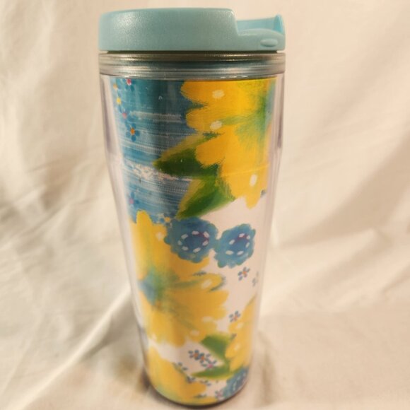 Starbucks Spring Floral Traveler Tumbler Acrylic Coffee Mug 2004 Yellow 16oz - Picture 5 of 13